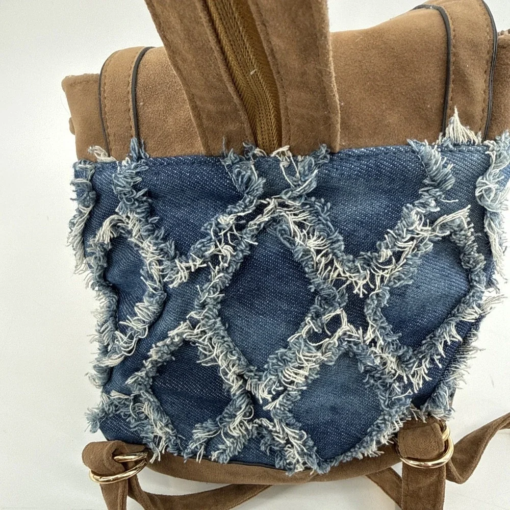 SMALL‎ DENIM & VEGAN LEATHER BACKPACK